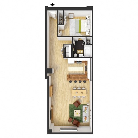 Floor plan for 1 bed, 1 bath, 1150 sqft